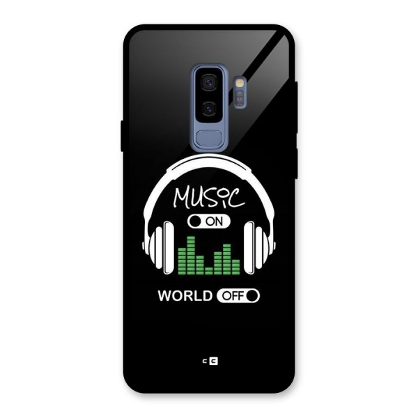 Music On World Off Glass Back Case for Galaxy S9 Plus