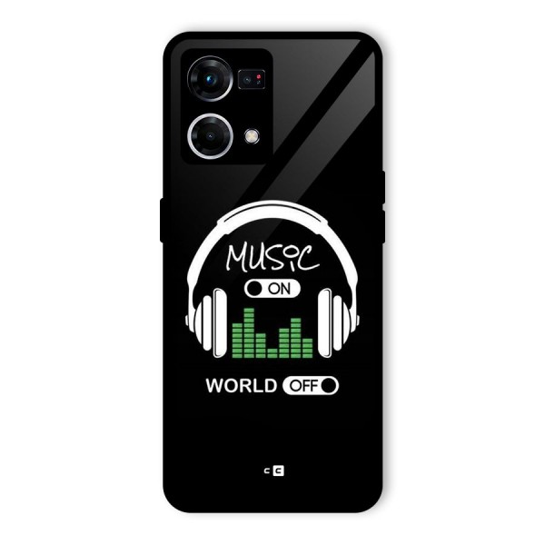 Music On World Off Glass Back Case for Oppo F21 Pro 4G