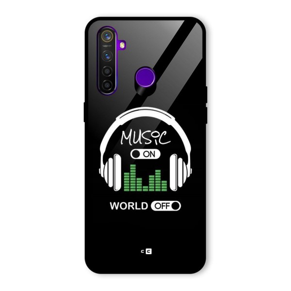 Music On World Off Glass Back Case for Realme 5 Pro