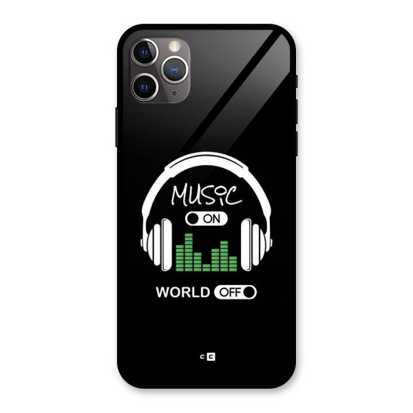 Music On World Off Glass Back Case for iPhone 11 Pro Max