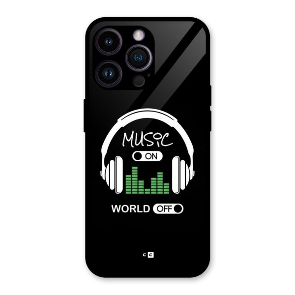 Music On World Off Glass Back Case for iPhone 14 Pro Max