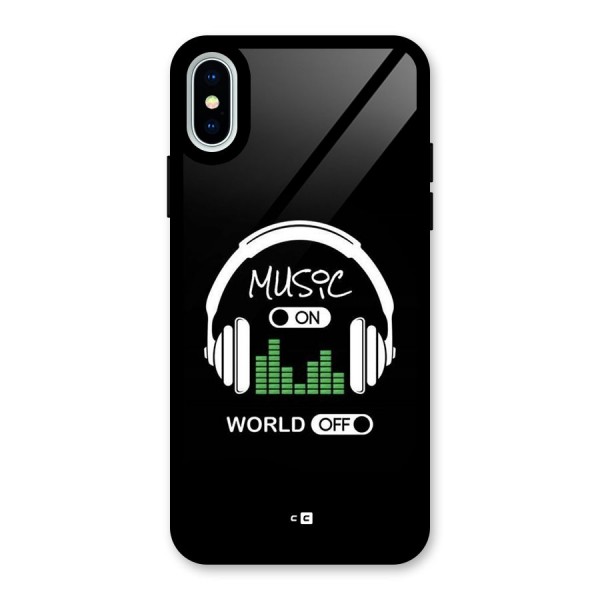 Music On World Off Glass Back Case for iPhone X