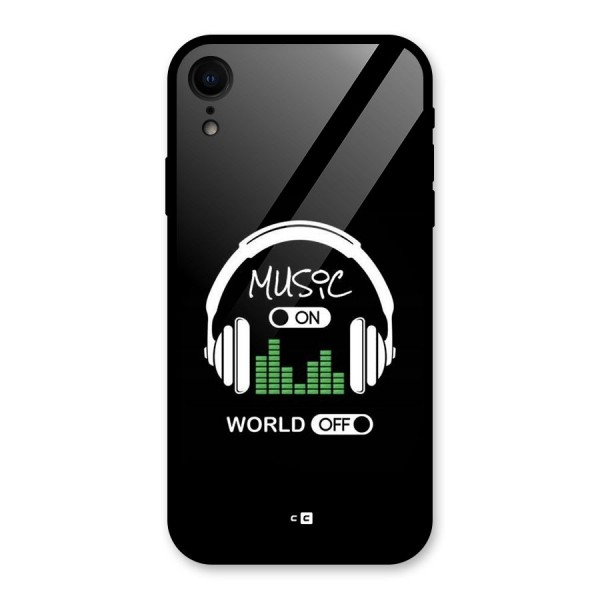 Music On World Off Glass Back Case for iPhone XR