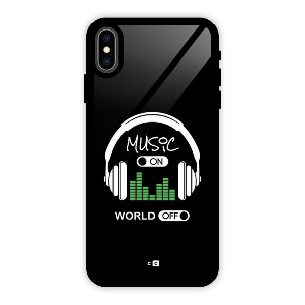 Music On World Off Glass Back Case for iPhone XS Max