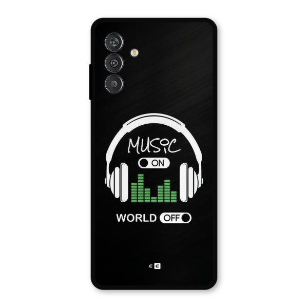 Music On World Off Metal Back Case for Galaxy M14 5G