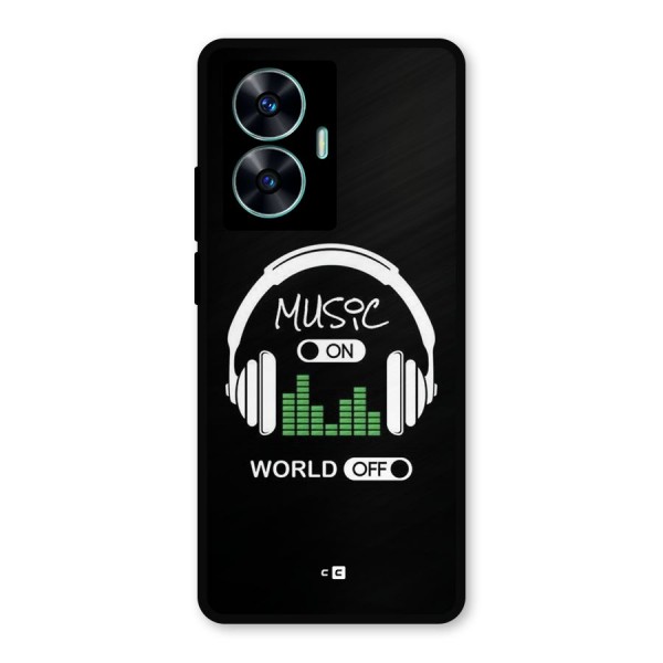 Music On World Off Metal Back Case for Realme C55