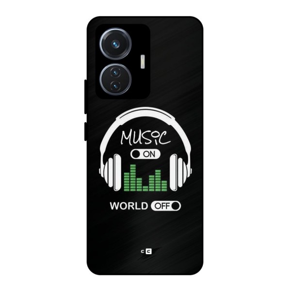 Music On World Off Metal Back Case for Vivo T1 44W