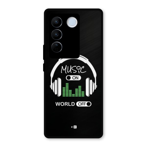 Music On World Off Metal Back Case for Vivo V27