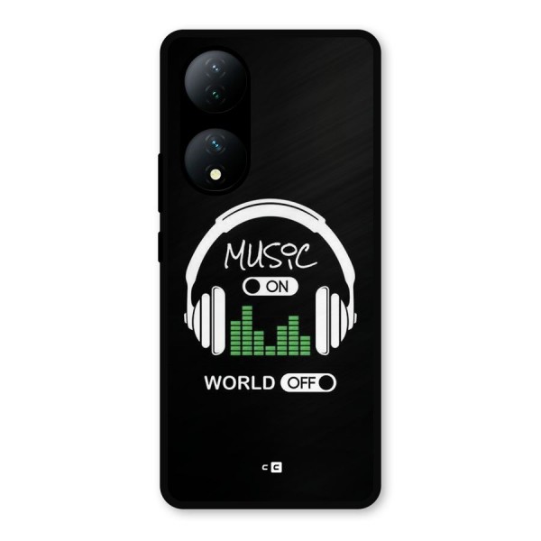 Music On World Off Metal Back Case for Vivo Y100