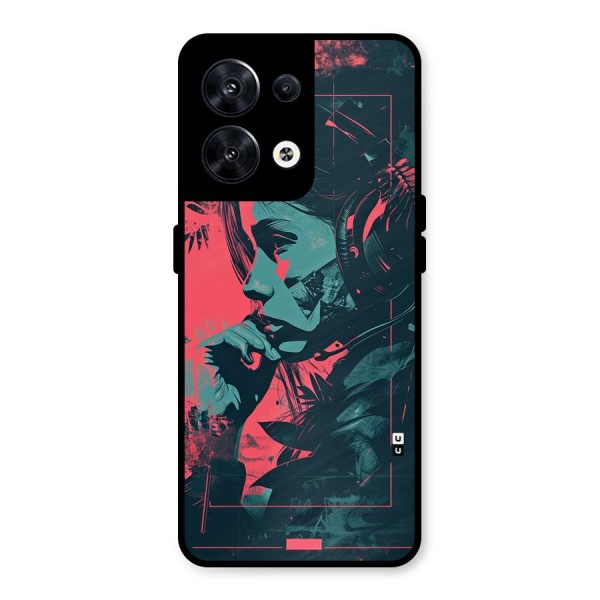 Musical Illustration Metal Back Case for Oppo Reno8 5G