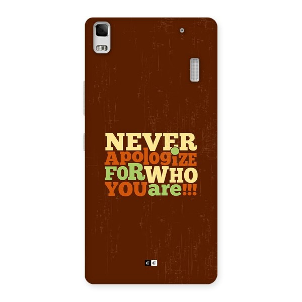 Never Apologize Back Case for Lenovo K3 Note
