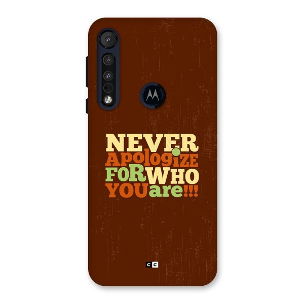 Never Apologize Back Case for Motorola One Macro