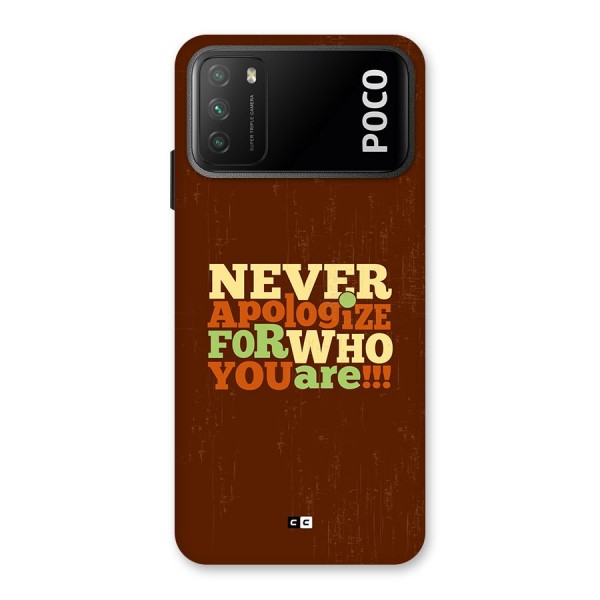 Never Apologize Back Case for Poco M3