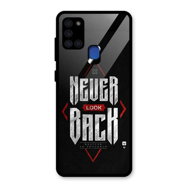 Never Look Back Diamond Glass Back Case for Galaxy A21s