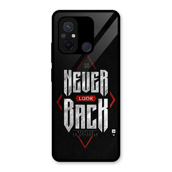 Never Look Back Diamond Glass Back Case for Redmi 12C
