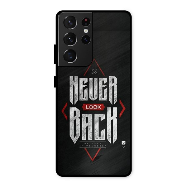 Never Look Back Diamond Metal Back Case for Galaxy S21 Ultra 5G
