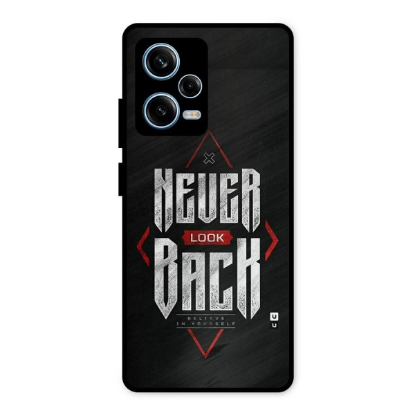 Never Look Back Diamond Metal Back Case for Redmi Note 12 Pro