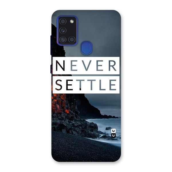 Never Settle Dark Beach Back Case for Galaxy A21s
