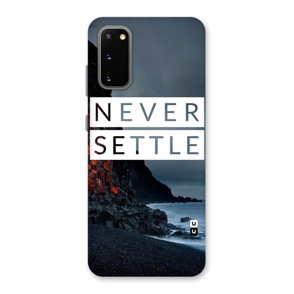 Never Settle Dark Beach Back Case for Galaxy S20