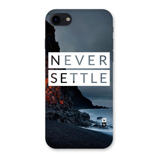 Never Settle Dark Beach Back Case for iPhone SE 2020