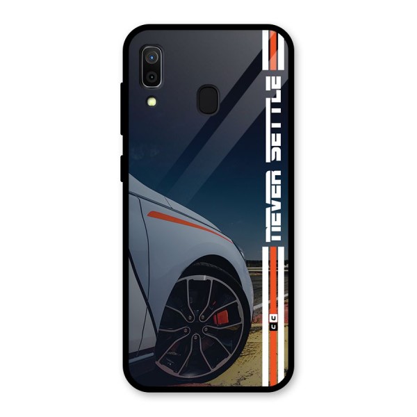 Never Settle SuperCar Glass Back Case for Galaxy A30