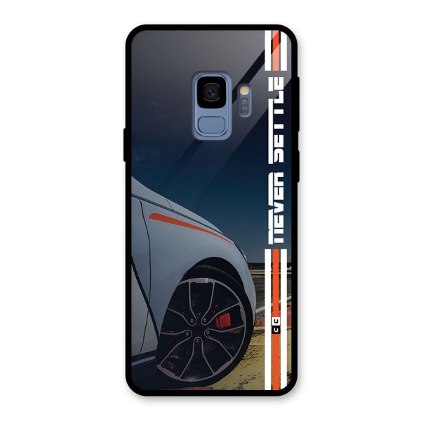 Never Settle SuperCar Glass Back Case for Galaxy S9
