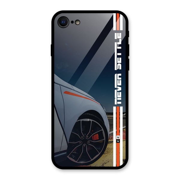 Never Settle SuperCar Glass Back Case for iPhone SE 2022