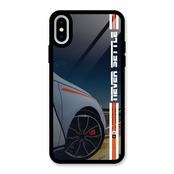 Never Settle SuperCar Glass Back Case for iPhone X