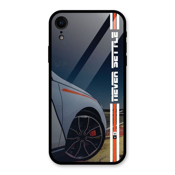 Never Settle SuperCar Glass Back Case for iPhone XR