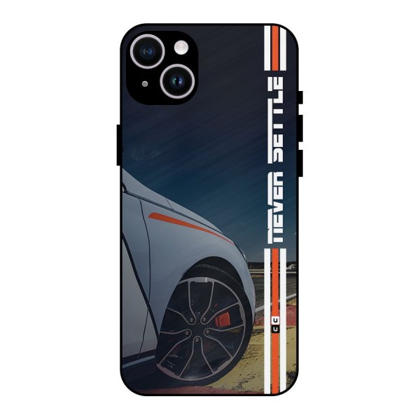Never Settle SuperCar Metal Back Case for iPhone 14 Plus