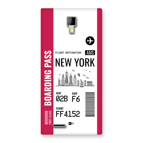 New York Boarding Pass Back Case for Canvas Xpress A99