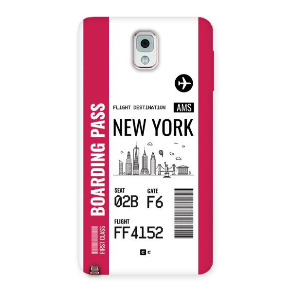 New York Boarding Pass Back Case for Galaxy Note 3