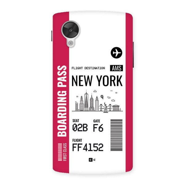 New York Boarding Pass Back Case for Google Nexus 5