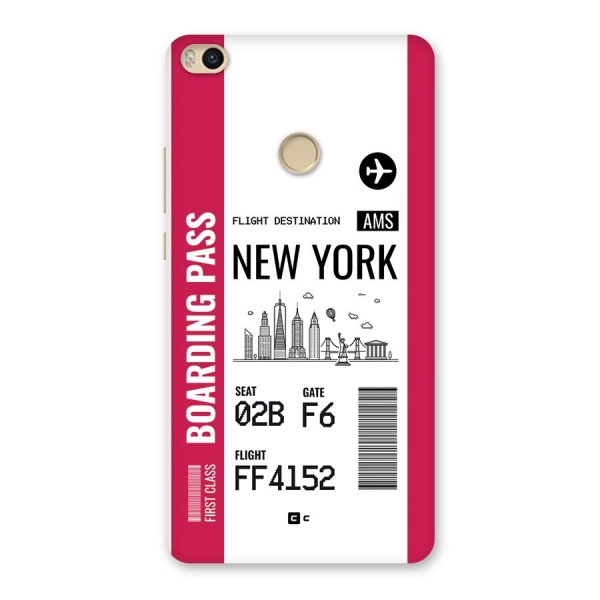New York Boarding Pass Back Case for Mi Max 2