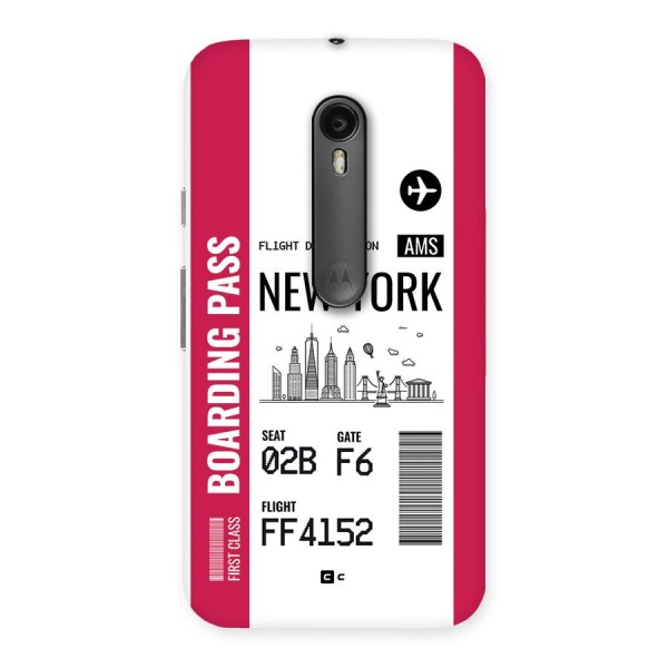 New York Boarding Pass Back Case for Moto G3