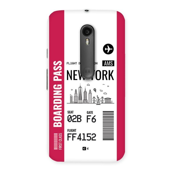 New York Boarding Pass Back Case for Moto G3