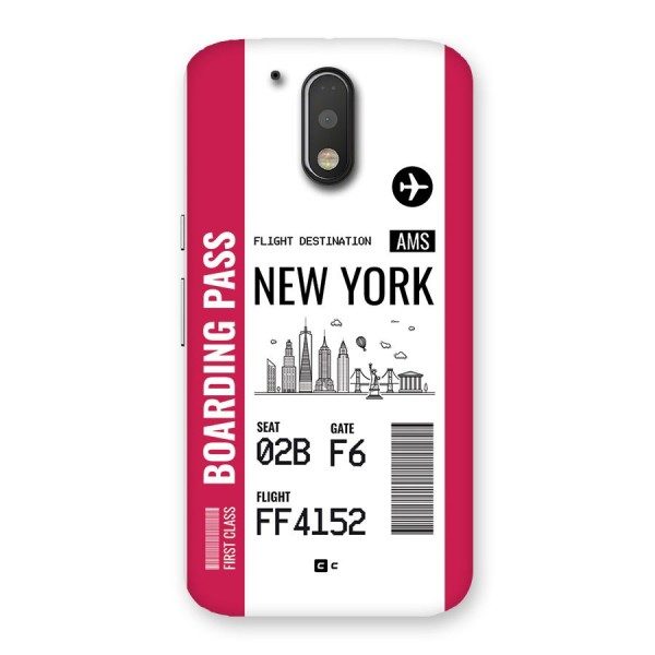 New York Boarding Pass Back Case for Moto G4 Plus