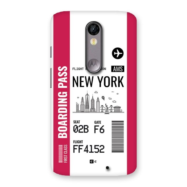 New York Boarding Pass Back Case for Moto X Force