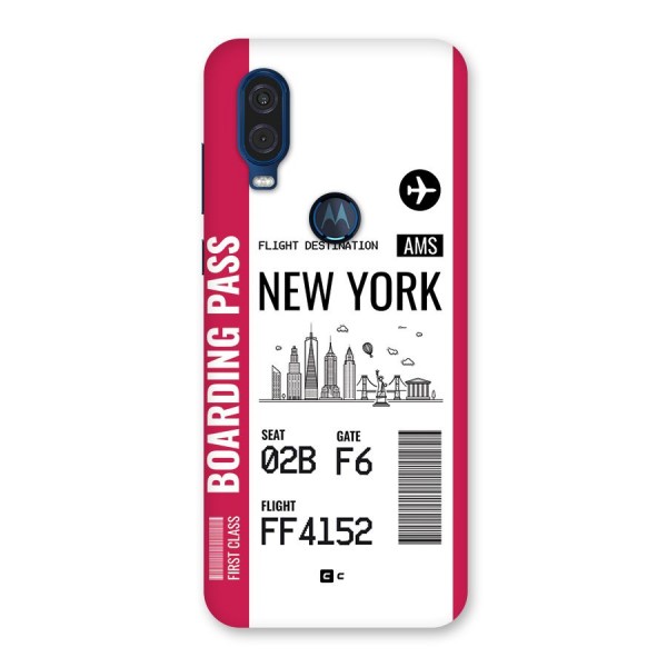 New York Boarding Pass Back Case for Motorola One Vision