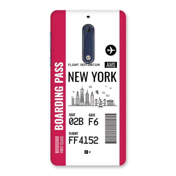 New York Boarding Pass Back Case for Nokia 5
