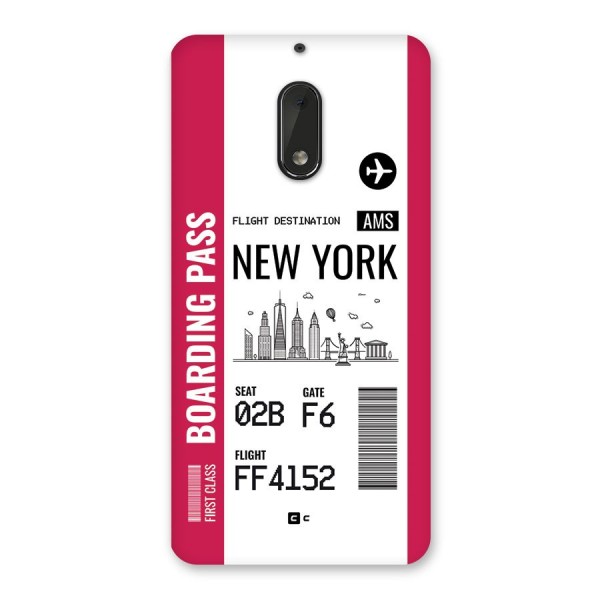 New York Boarding Pass Back Case for Nokia 6