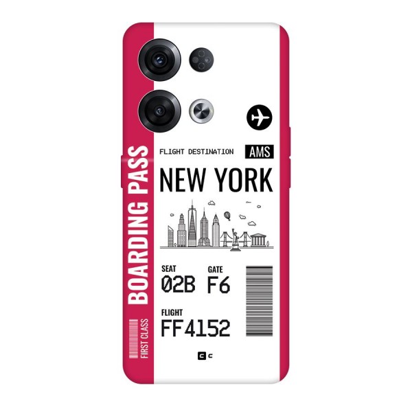 New York Boarding Pass Back Case for Oppo Reno8 Pro 5G