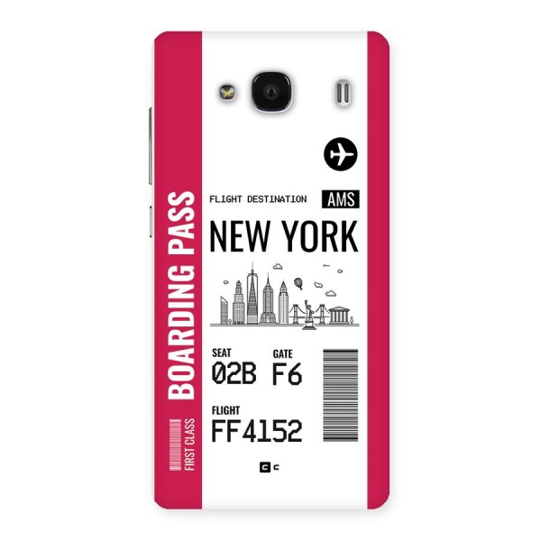 New York Boarding Pass Back Case for Redmi 2s