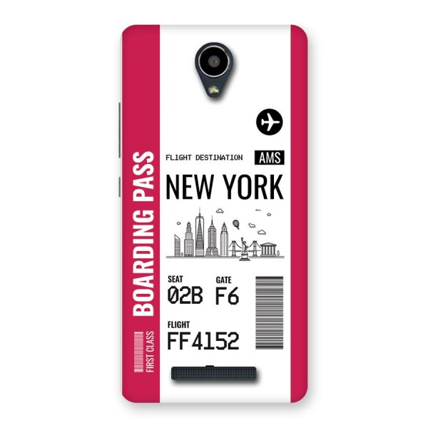 New York Boarding Pass Back Case for Redmi Note 2