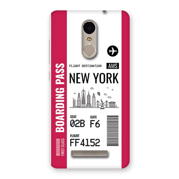 New York Boarding Pass Back Case for Redmi Note 3