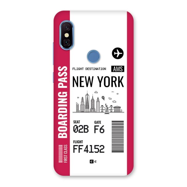 New York Boarding Pass Back Case for Redmi Note 6 Pro