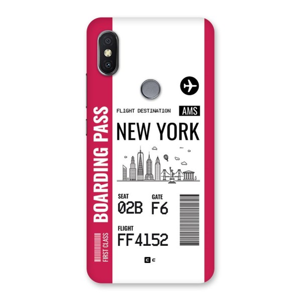 New York Boarding Pass Back Case for Redmi Y2