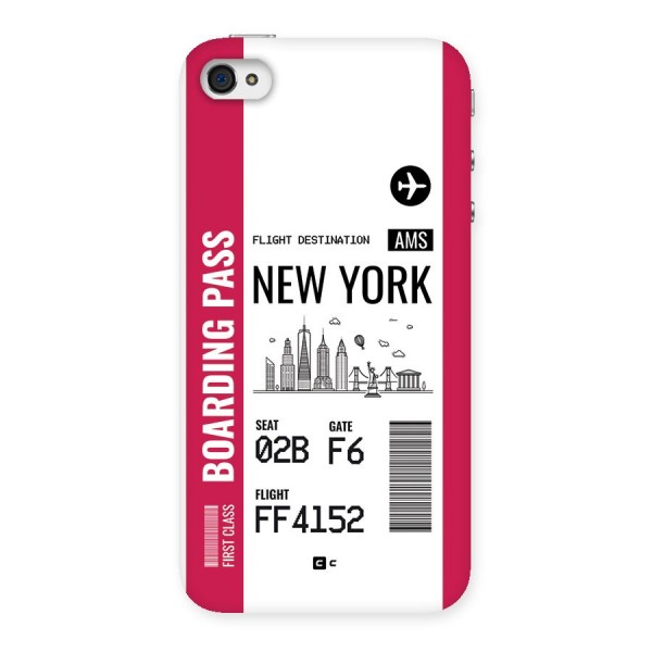 New York Boarding Pass Back Case for iPhone 4 4s