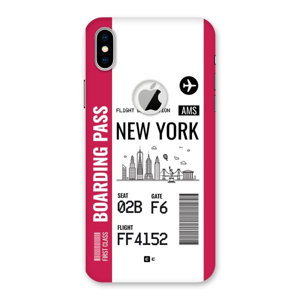 New York Boarding Pass Back Case for iPhone X Logo Cut