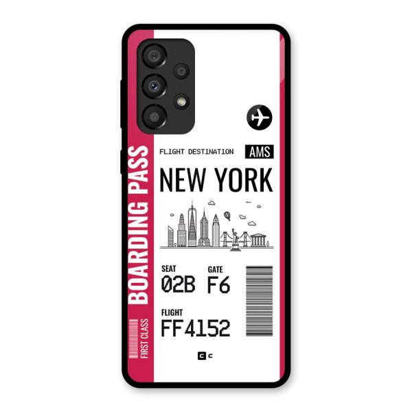 New York Boarding Pass Glass Back Case for Galaxy A33 5G